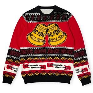 NEW AC/DC Hells Bells Ugly Christmas Sweater Rock Band Holiday Jumper SIZE M